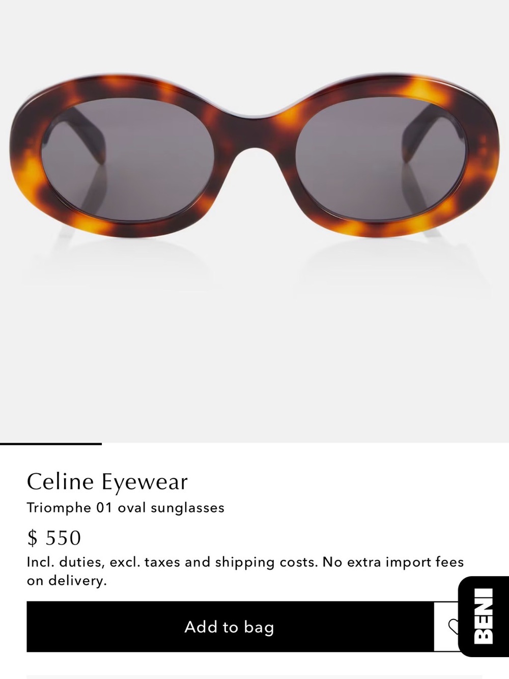 Celine Tortoiseshell Sunglasses with Gold Triomphe Accent - Picture 7 of 7
